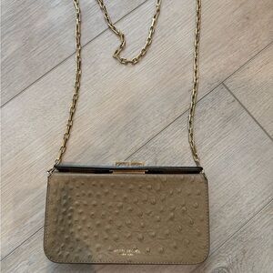 Henri Bendel Tan Ostrich Embossed Convertible Shoulder Bag / Clutch
